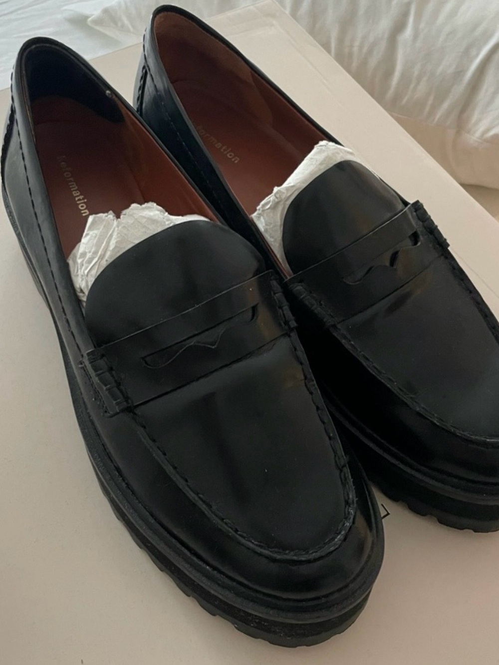 Reformation Black Chunky Lug Penny Loafers - Worn Once! Don’t fit me. - Picture 4 of 4